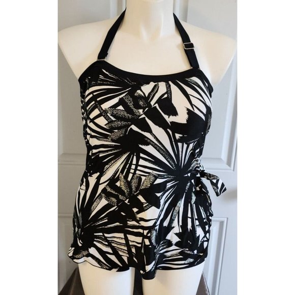 Maxine of Hollywood Other - Maxine Of Hollywood Halter Neck Skirted Front One Piece Swimsuit Tropical Sz 10